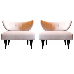 Pair of Slipper Chairs with Black Lacquered Legs
