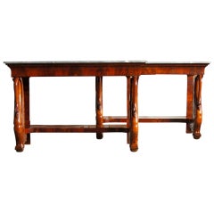 Pair of Neoclassical Northern European Mahogany Consoles