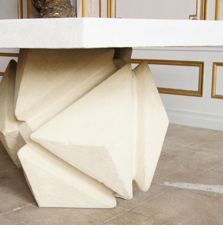 Moderne Cast Stone Geometric Dining Table by Robert Hutchinson (California 1937-2008). Octagonal 3