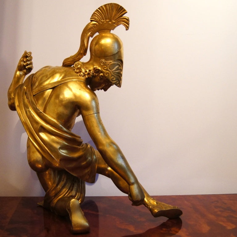 Gilt bronze warrior figure after the antique, probably element of a larger ensemble.