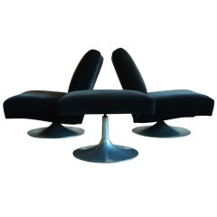 Pair of Slipper Chairs on Swivel with Ottoman