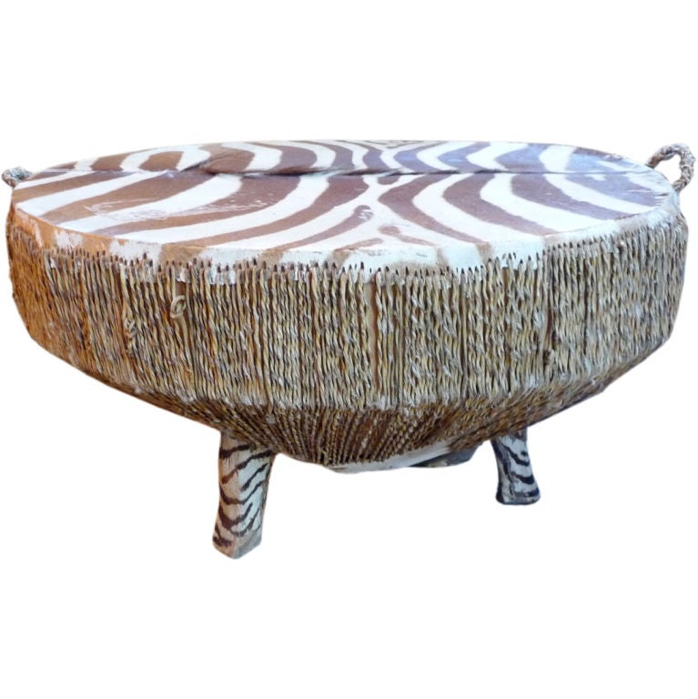 Zebra Covered Drum Table