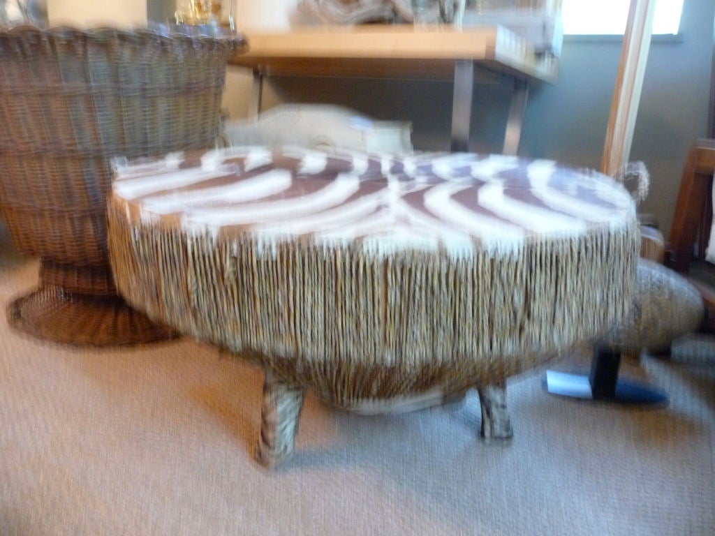 African Zebra Covered Drum Table