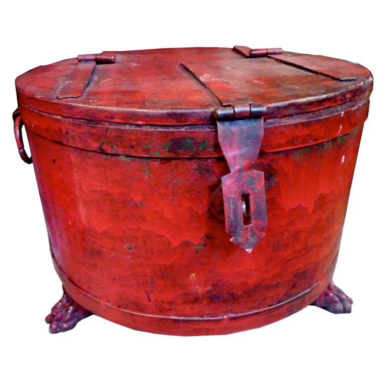 Painted Metal Lidded Bin