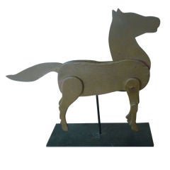 Antique Folk Art Horse Toy On Stand