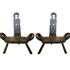 Pair Antique African Birthing Stools