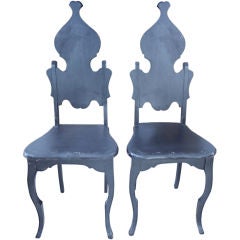 Pair Venetian Inspired Folk Art Chairs