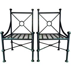 Pair Outsized Neoclassical Iron Chairs