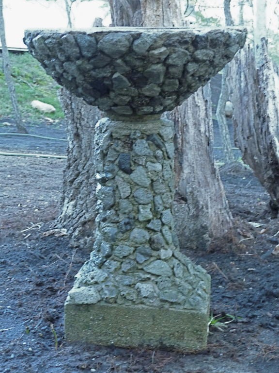 Folk Art Pebble Birdbath