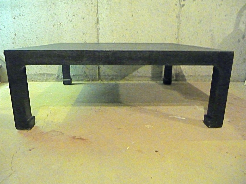 Massive Lacquered Linen Coffee Table After Springer