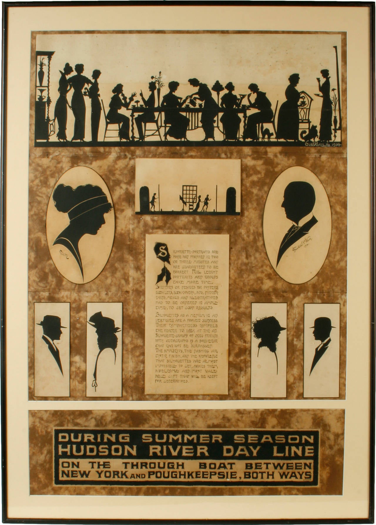 Art Deco Three Hand-Cut Promotional Posters by Silhouette Artist G. C. Walle, circa 1913