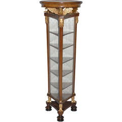 Triangulated Biedermeier Cherry and Gilt Carved Display Cabinet, circa 1830