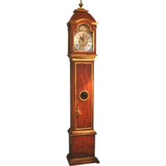 Antique Italian Red Grain Painted and Gilt Decorated Tall Case Clock, c1790