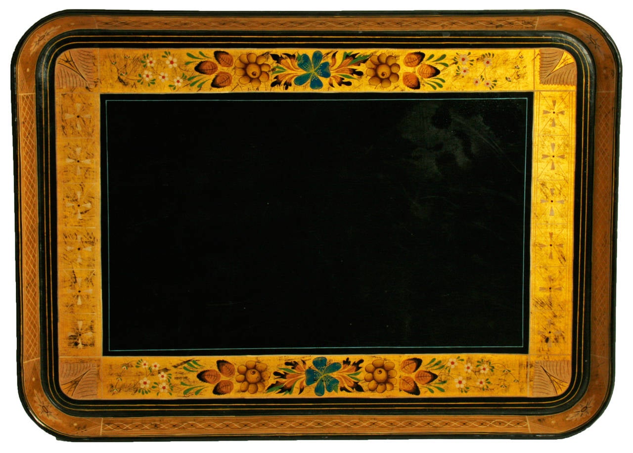 Regency Papier Mâché Tray with Later Custom Stand English, Early 19th Century