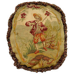 19th Century Oval Aubusson Pillow
