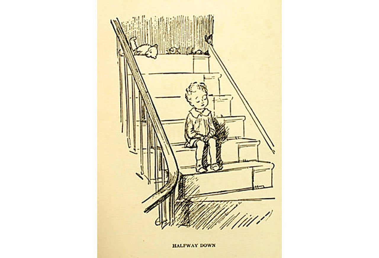 When We Were Very Young by A. A. Milne. NY: E.P. Dutton, 1925. American Edition, second release year. 100 pp. Hardcover with dust jacket. Illustrated by E. H. Shepard. Several of the verses were set to music by Harold Fraser-Simson. Begins with an