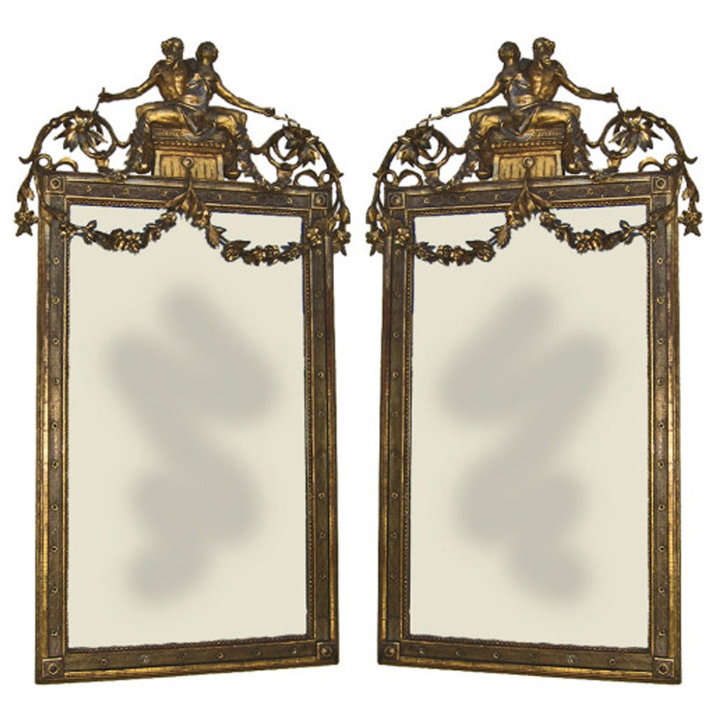 Pair of Gilt Carved Neoclassic Mirrors, Italian, c1780