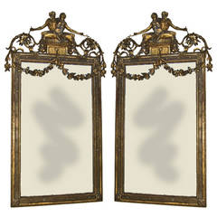 Pair of Gilt Carved Neoclassic Mirrors, Italian, circa 1780 5