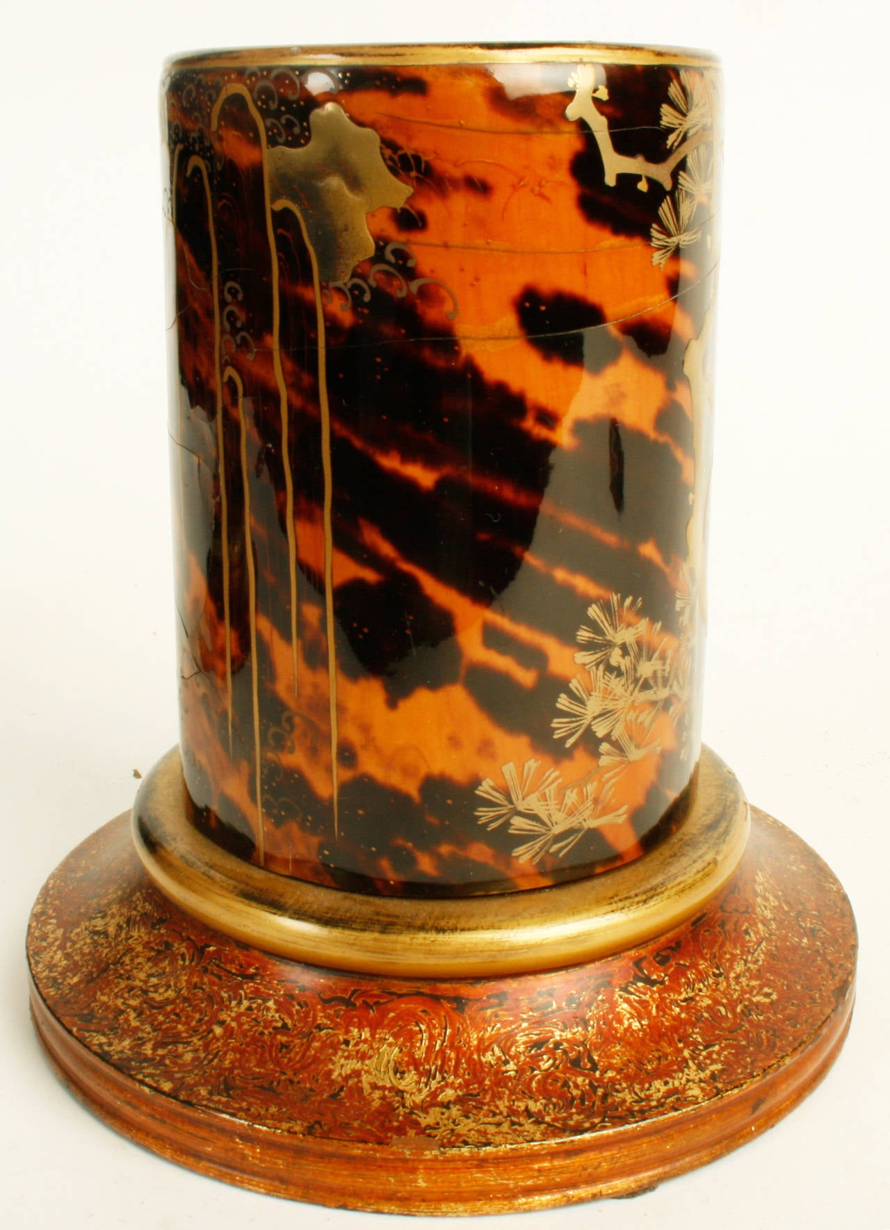 Pair of Japanese Tortoiseshell Brush Pots, Late 19th Century In Good Condition In valatie, NY