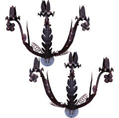 Pair of 19th Century Wrought Iron Sconces, circa 1850 6