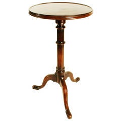 Antique English Mahogany Tripod Candle Stand or Tea Pot Table, circa 1780