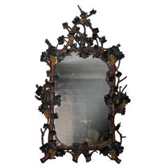 Antique Rare Mid 19th C Northern Italian Black Forest Style Mirror