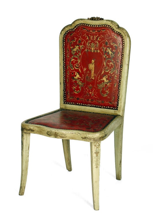Gilt 10 Continental Neoclassical Embossed & Gilded Leather Upholster
