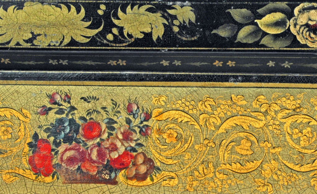 Regency Decorated Papier Mache Tray on Custom Stand, c1820