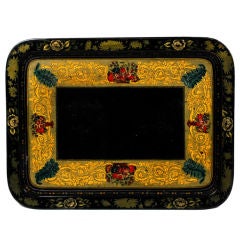 Decorated Papier Mache Tray on Custom Stand, circa 1860 12