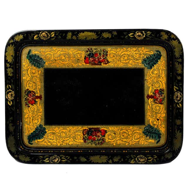 English Toleware Terrier Portrait Tray on Stand For Sale at 1stDibs