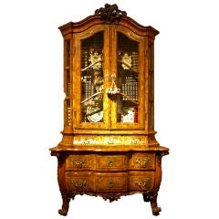 German Dresden Rococo Gilt-Brass-Inlaid and Mounted Bookcase