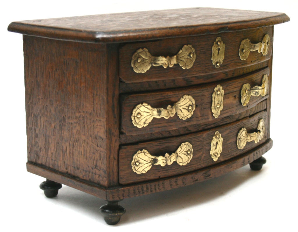 Early Victorian Miniature Bow Fronted Chest, c1830 For Sale