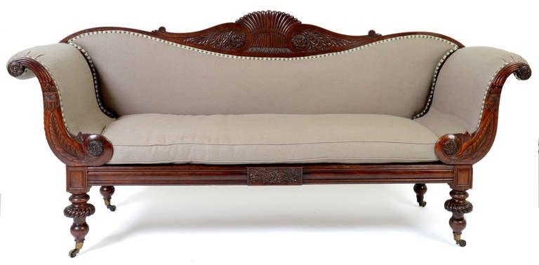 Carved Jamaican Mahogany Sofa, c1830