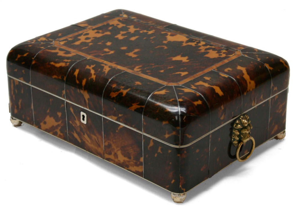 English Tortoise Jewelry Box, c1810