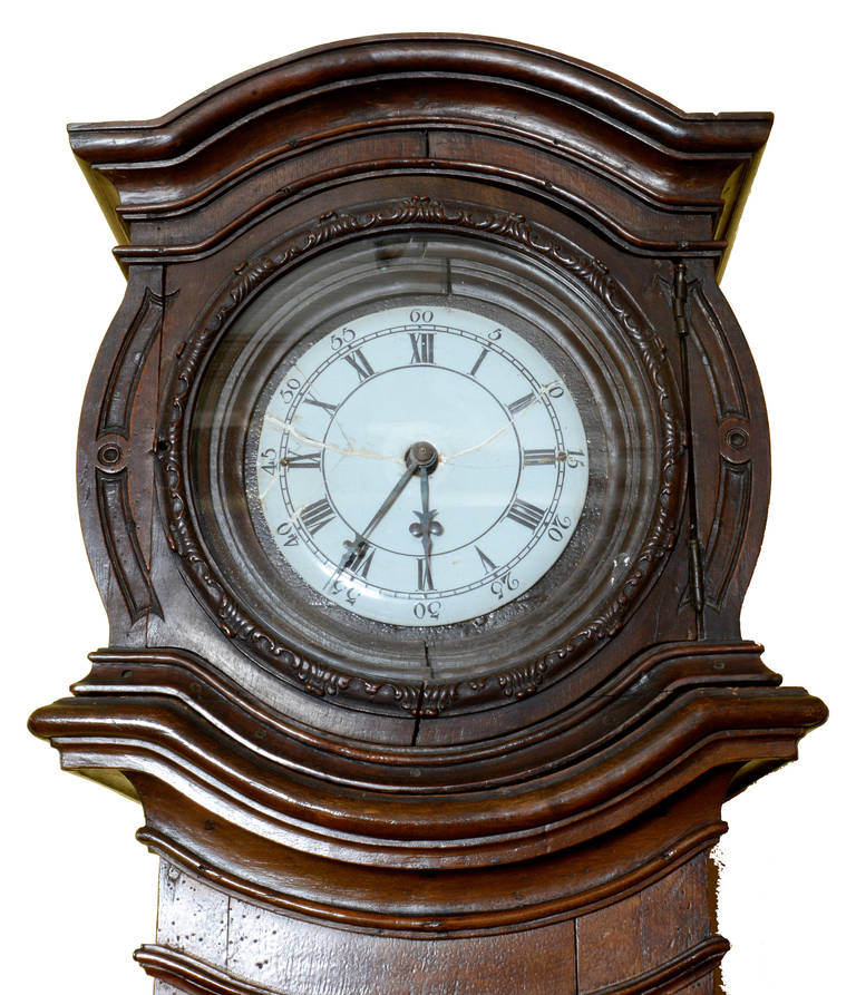 Carved 18th Century Belgian Tall Case Clock, c1750