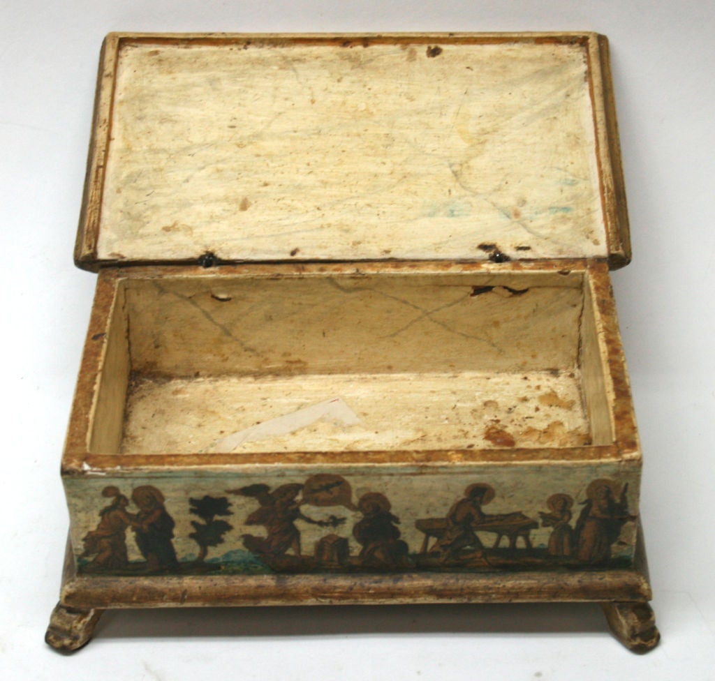 Italienische Lacca Povera-Schachtel, venezianisch, um 1750 (Appliqué) im Angebot