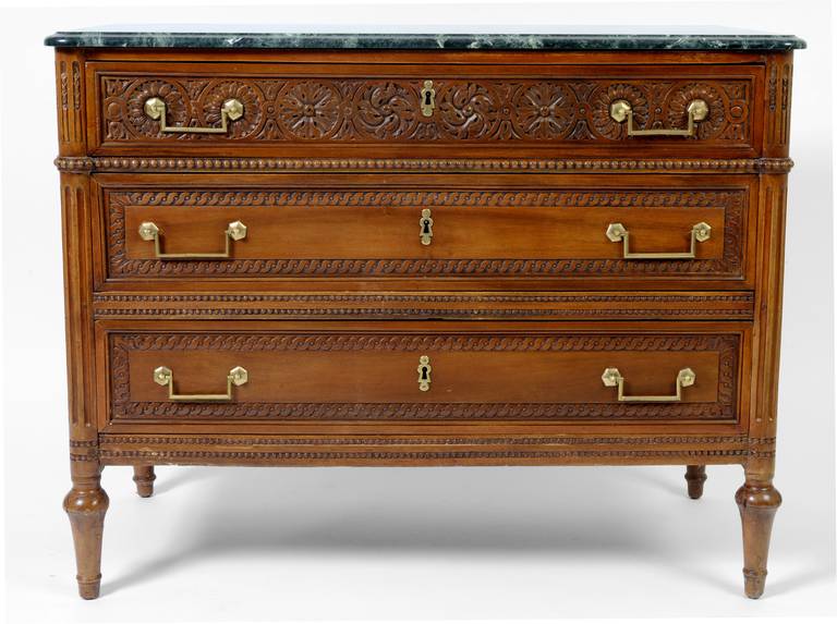 Louis XVI Carved Walnut Commode, c1780