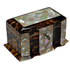 Exceptional Tortoise and Mother of Pearl Tea Caddy