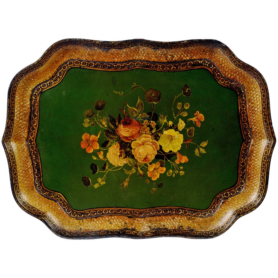 Papier Mâché Tray Signed and Made By "Henry Clay, " c1840