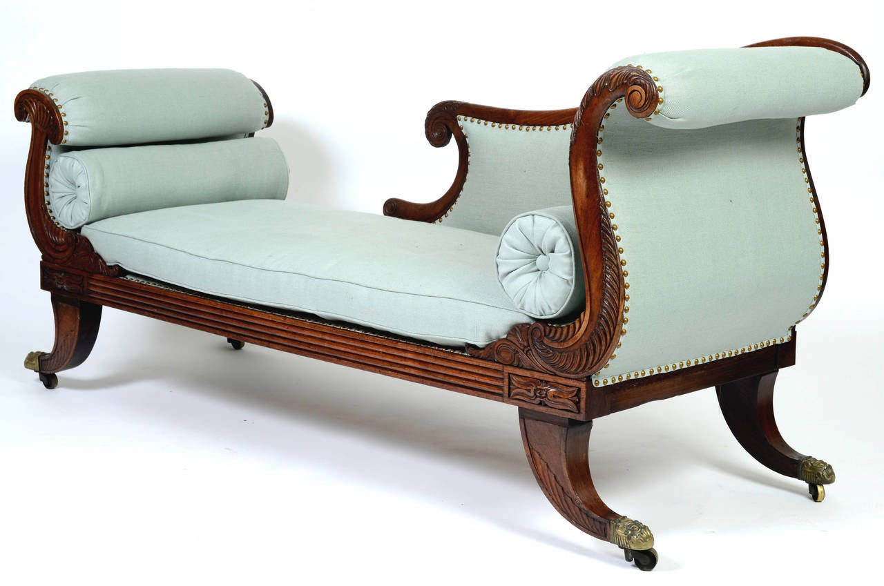 Scottish Regency Carved Rosewood Recamier Attributed to Wm Trotter, c1820 In Good Condition In valatie, NY