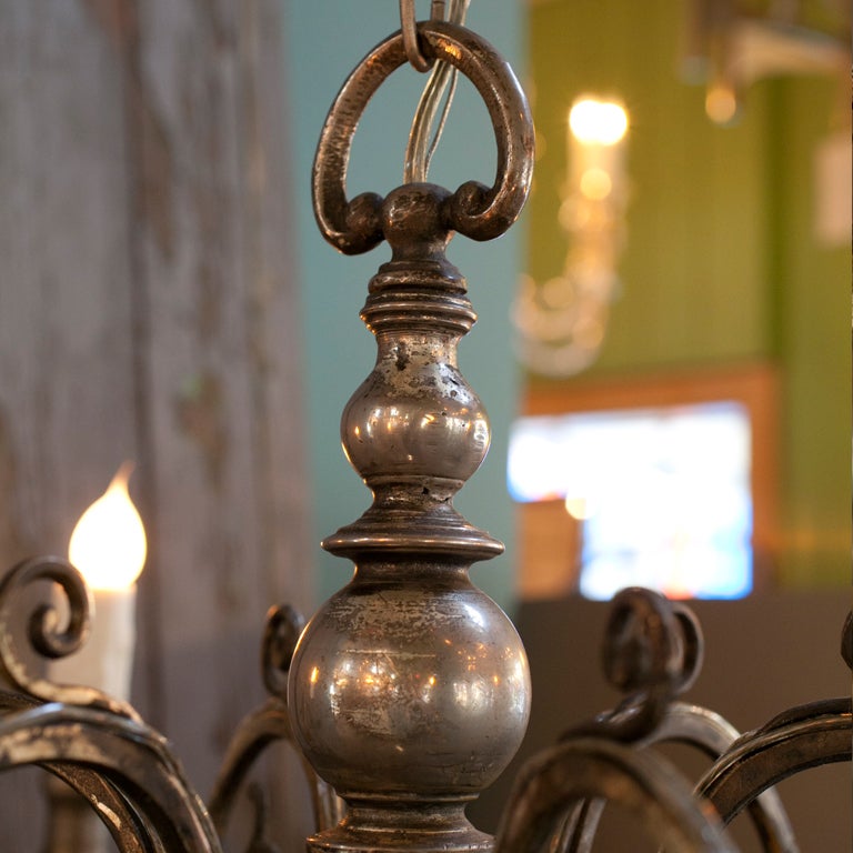 Nickel-Plated Flemish Style Six Arm Chandelier 1