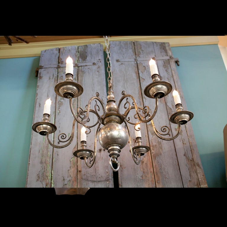 Nickel-Plated Flemish Style Six Arm Chandelier 2