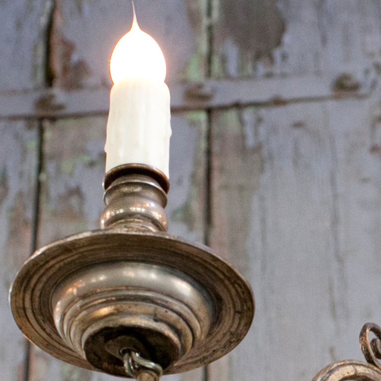 Nickel-Plated Flemish Style Six Arm Chandelier 3