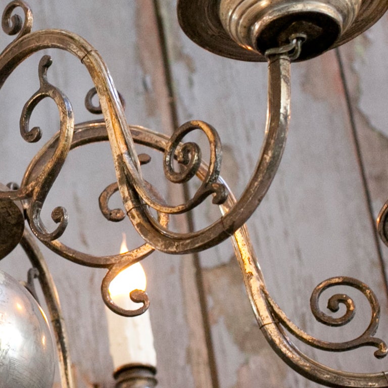 Nickel-Plated Flemish Style Six Arm Chandelier 4
