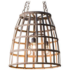 Vintage Handmade Woven Iron Basket Light