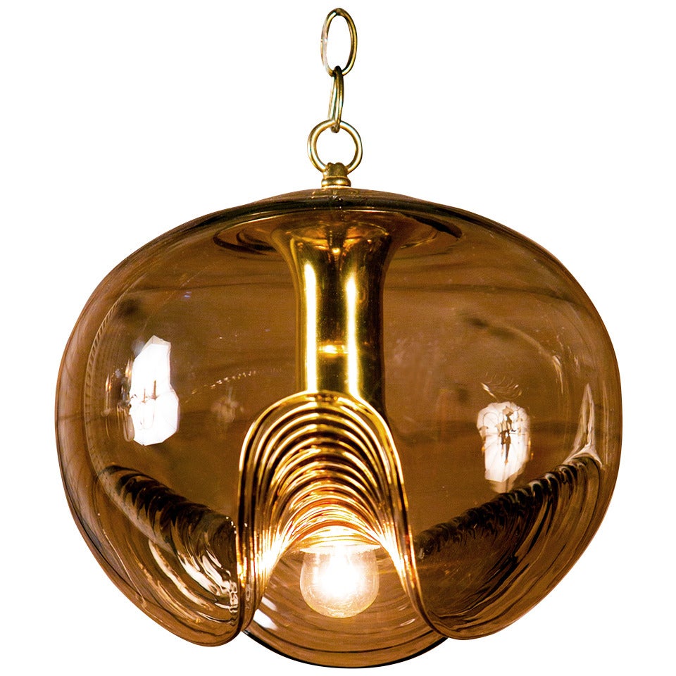 Pendentif italien unique en verre soufflé à la main du milieu du siècle dernier