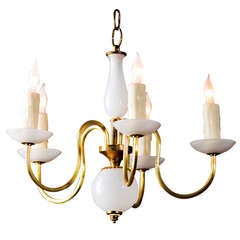 Petite Milk Glass Italian Chandelier