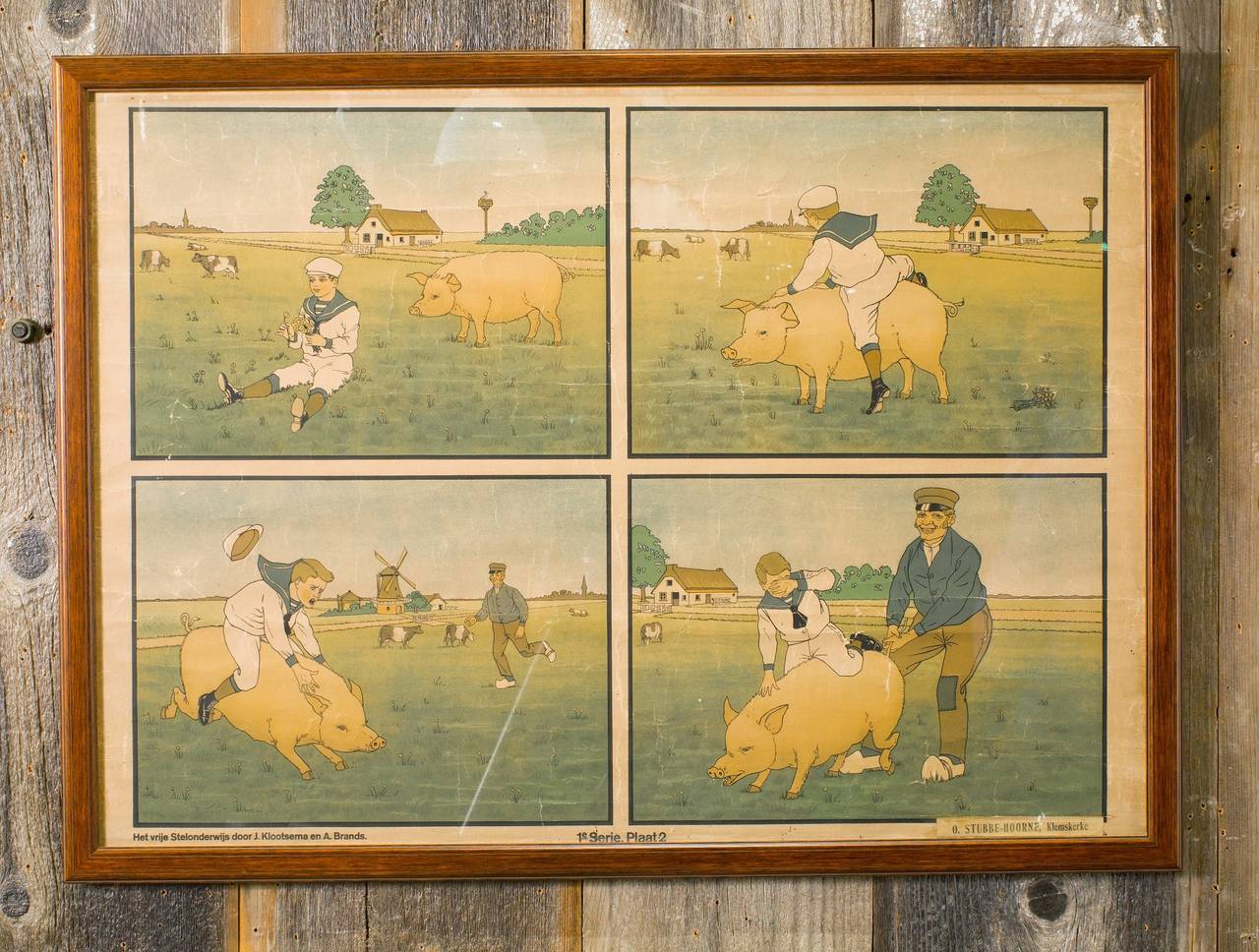 Glass Assorted Collection of Five Framed Belgian Children's School Charts, circa 1900s