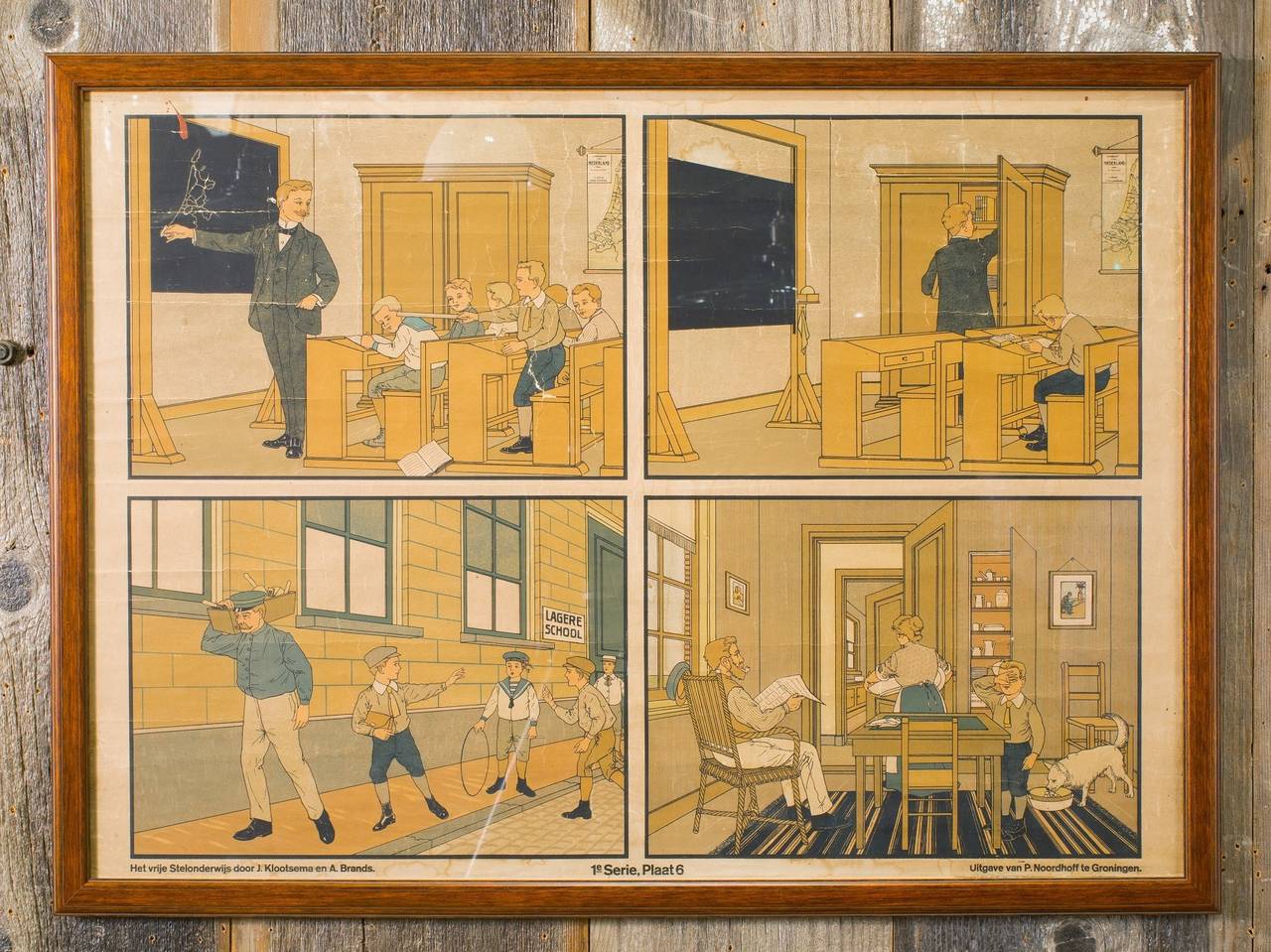 Early 20th Century Assorted Collection of Five Framed Belgian Children's School Charts, circa 1900s