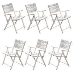 Vintage Set of Six Belgian Wooden Folding Chairs